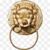 中式铜制兽首门扣