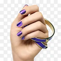蓝紫色美甲手