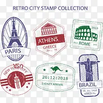 世界旅游纪念邮戳