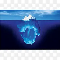 蓝色海水下的冰山海报背景