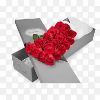 朱砂玫瑰19支长方形灰色包装盒