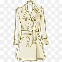 矢量手绘女式风衣