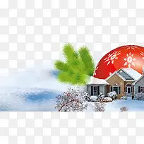 雪地小屋松树枝