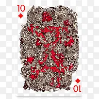 创意的成套扑克牌方块10