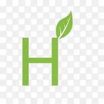创意绿色植物英语字母H