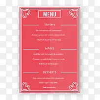 红色情人节菜单设计矢量素材