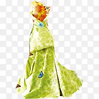 春天绿色花纹礼服装饰