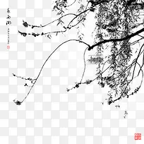 免抠装饰水墨西湖
