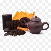 茶砖茶饼和茶壶