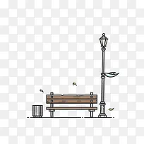 公园长椅插画素材