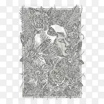 手绘线条花卉图案背景