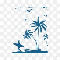 冲浪椰子树背景装饰