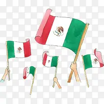 手绘风高举墨西哥国旗