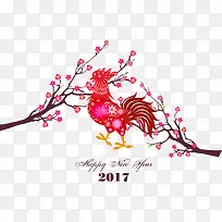 矢量梅花与鸡