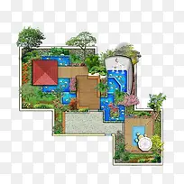 卡通草地公园俯视