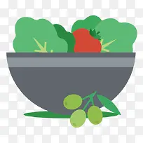 青菜水果碗矢量图