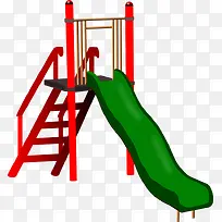 绿色红色的儿童滑梯