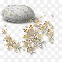 鹅卵石金色雪花雪花石头素材