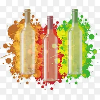 装饰图案  水彩 葡萄酒瓶