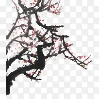 黑色水墨画树枝毛笔字