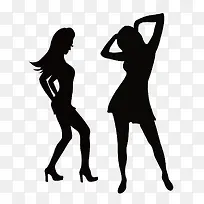矢量跳舞女孩剪影