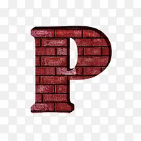 红砖墙字母p
