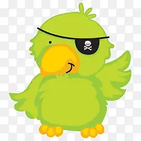 卡通绿色海盗鹦鹉