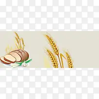 食物面包稻穗清新背景banner