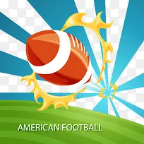 美式足球背景球和火圈矢量图