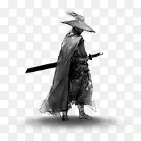 黑色古典水墨武侠人物