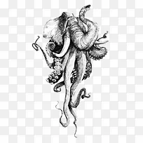 创意设计-大象与章鱼的合体