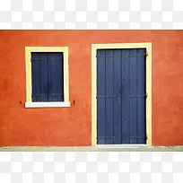 文艺红色墙壁木门