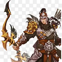 拿弓的棕色铠甲将士古风手绘
