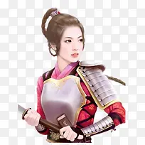 银甲女将手绘古风