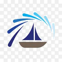 简洁海中小船logo