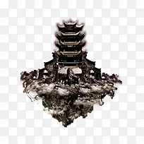 科幻古城楼图