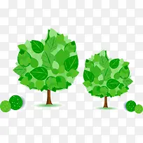 绿色环保手绘卡通树木矢量图