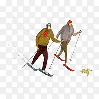 卡通滑雪运动