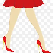 红裙和红色高跟鞋