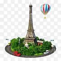 热气球环巴黎铁塔