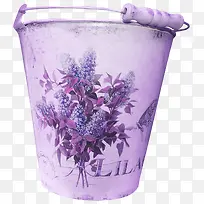 紫色花枝印花水桶
