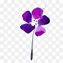 手绘花卉抽象水彩五瓣紫花