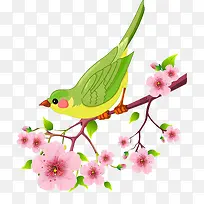 樱花树上的小鸟卡通