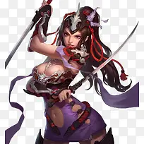 紫色性感古风游戏人物