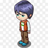 Q版卡通人物紫发少年