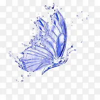 蓝色清新水滴蝴蝶装饰图案