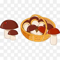 矢量篮子里的蘑菇