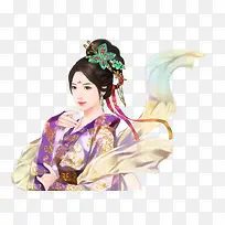 黄衣紫色女子高清矢量人物造型素材