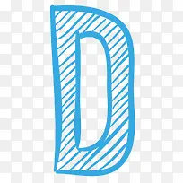 蓝色线条绘画字母D