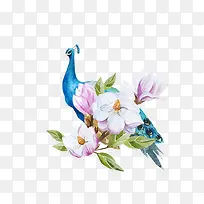 孔雀花卉艺术图案